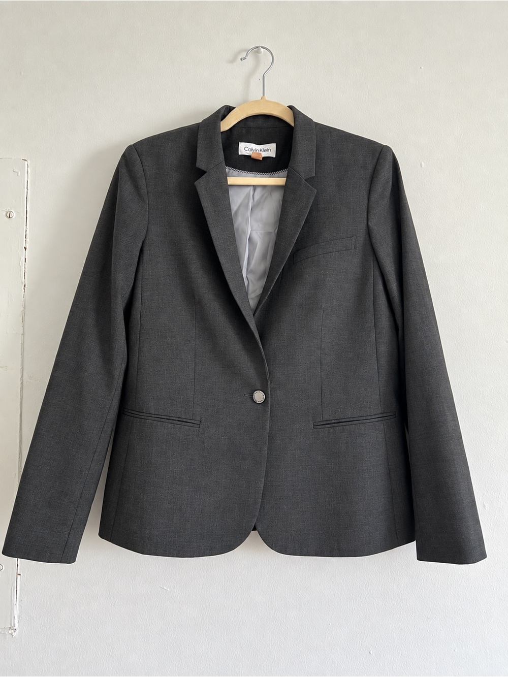 Calvin Klein Women's Charcoal Single-Button Blazer